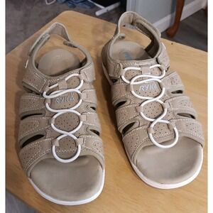 Ryka Sz 9 Light‎ Weight Womens  Open Toe Fisherman Sandal With Hook & Loop Strap